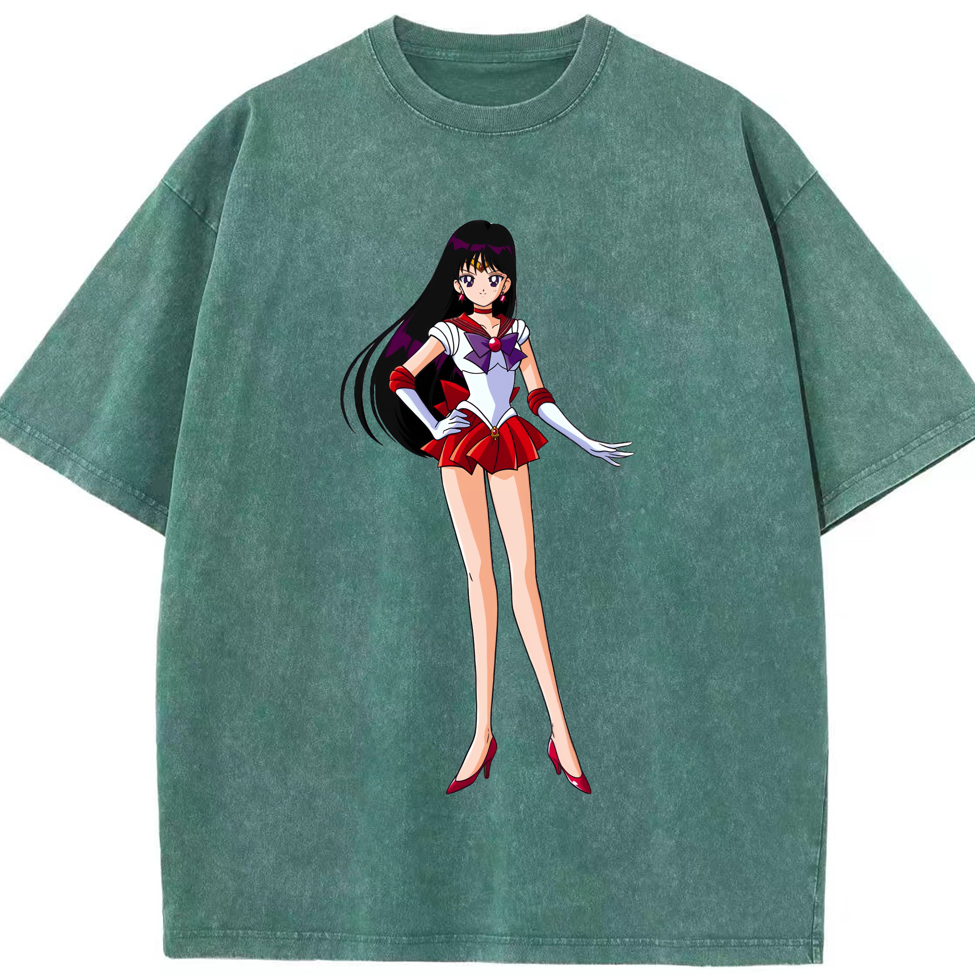 （画像用） 美少女戦士セーラームーン 火野レイ ひの レイ Sailor Moon Hino Rei （セーラーマーズ,Sailor Mars） 綿100% ヴィンテージ風 半袖Tシャツ（フロントプリント）